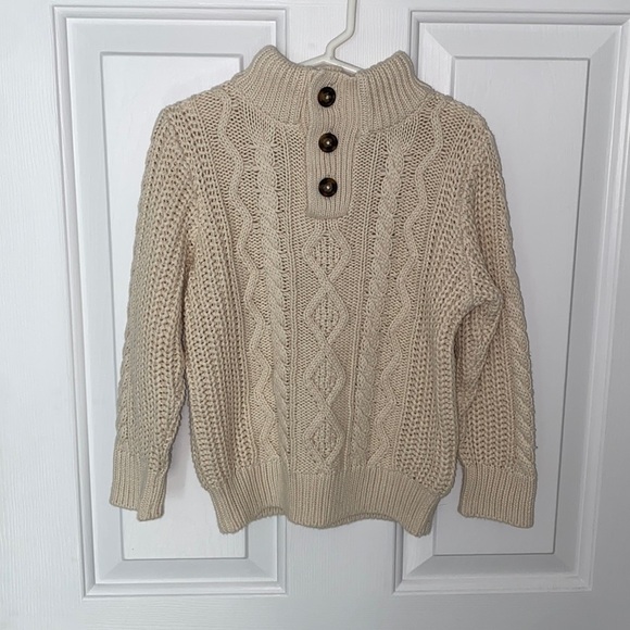 Toddler Cable-Knit Mockneck Sweater in Tan Chino - 3T - Picture 1 of 7